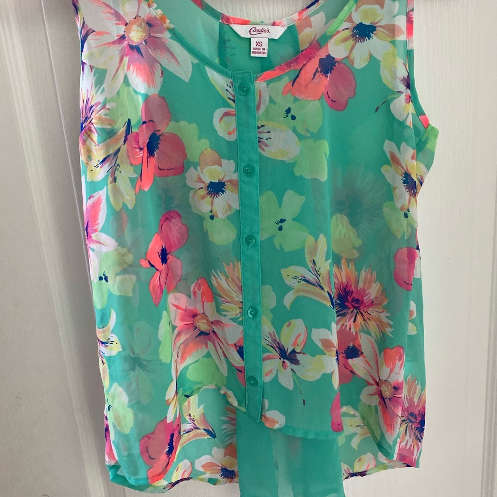 Flowy floral button up top